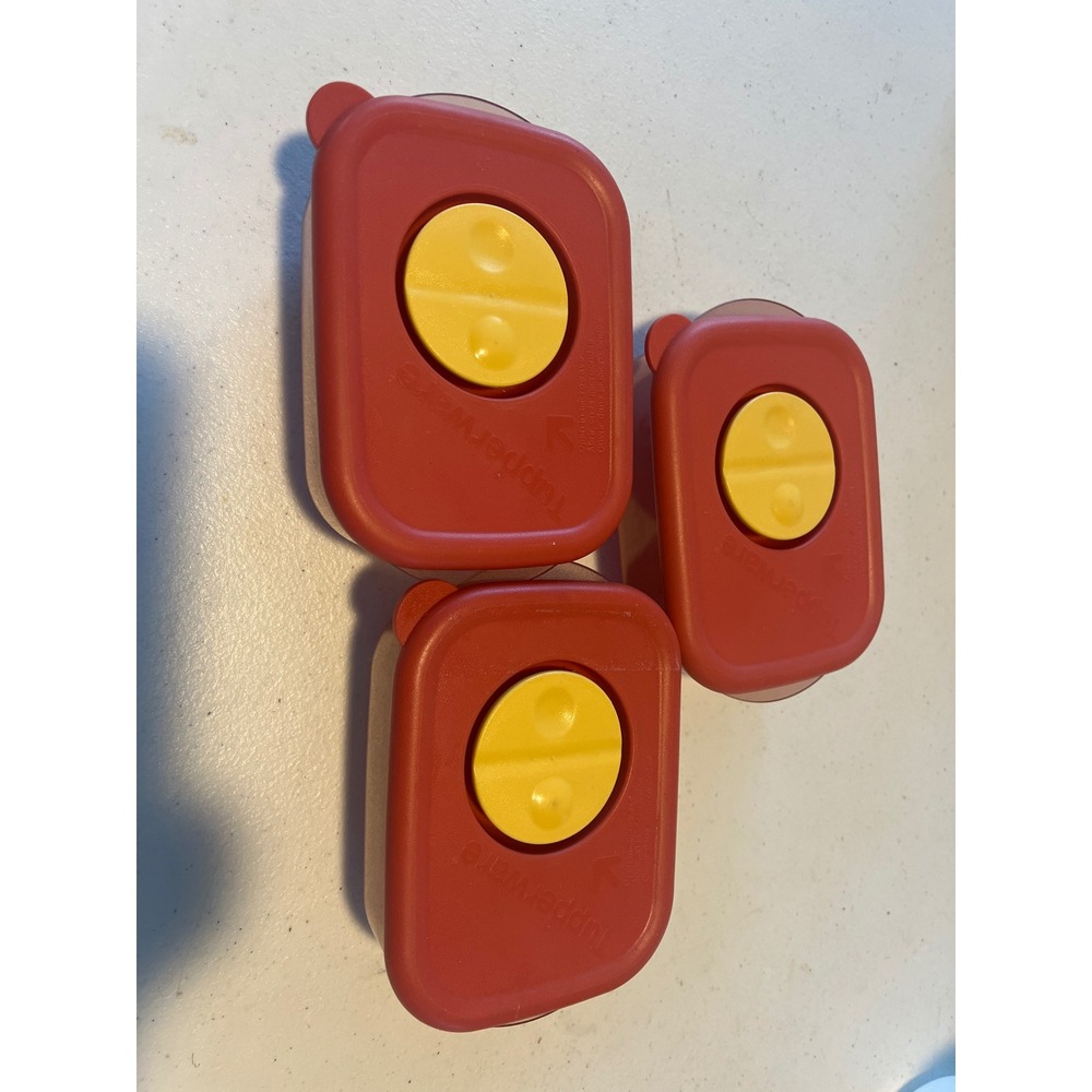 Tupperware CrystalWave 1 Cup Microwave Containers Red Yellow Set of 3 260ml